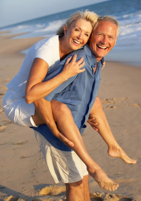 happy couple embracing